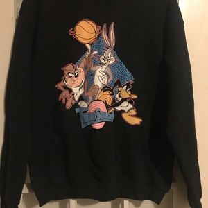 Vintage 90s Space Jam Black Hoodie, size Medium